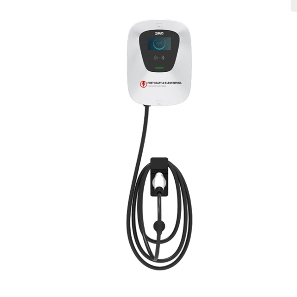 A white and black electric car charger